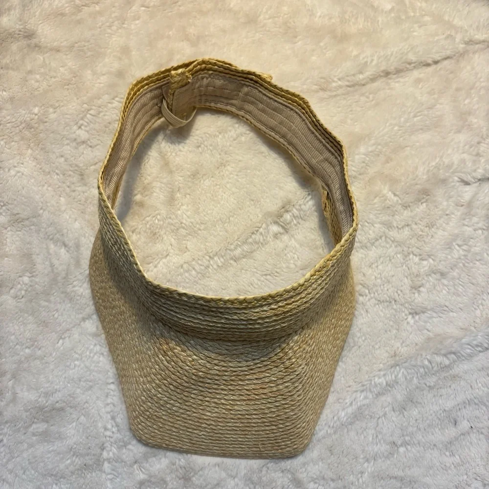 🇺🇸 NEW Visor Tan Woven Hat Straw Fold-Up Travel Beige Sun Protection